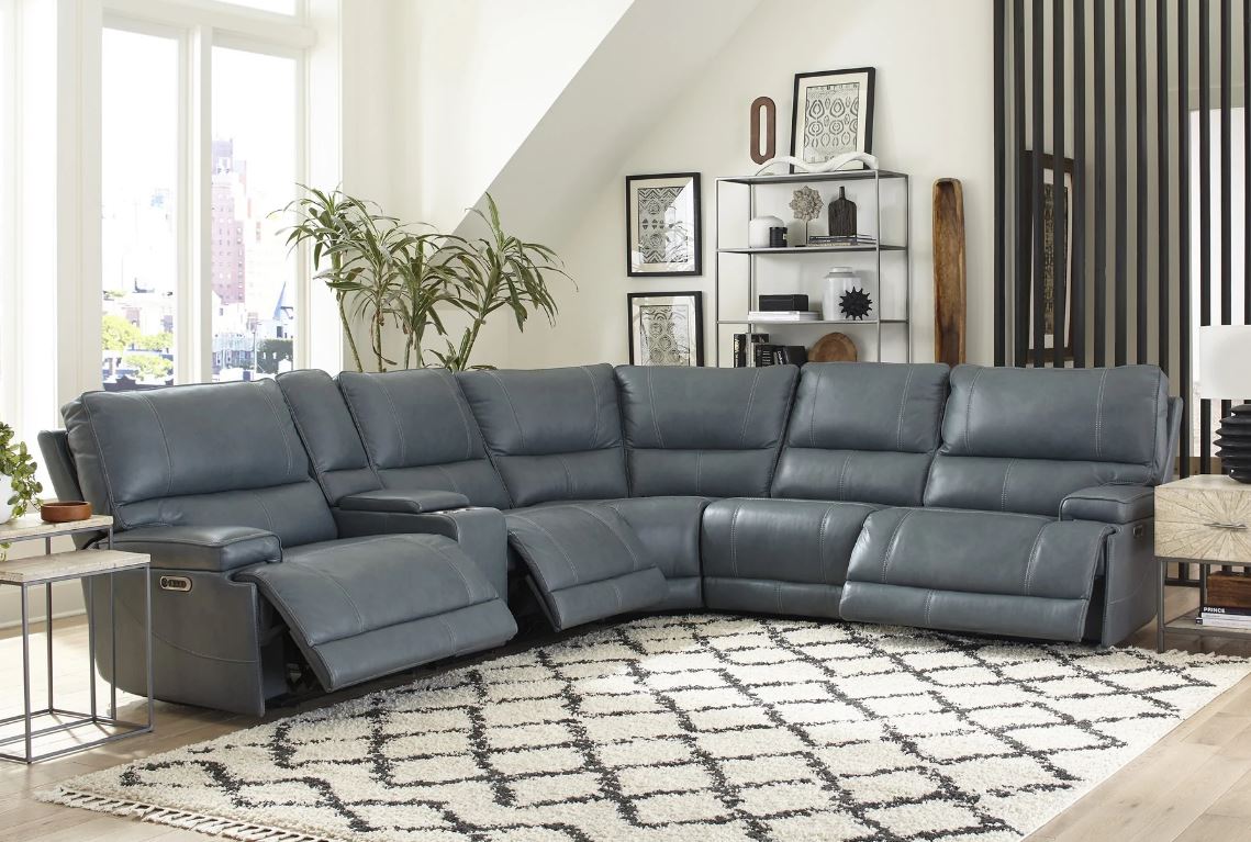 Verona Azure 6 piece Leather Sectional-image