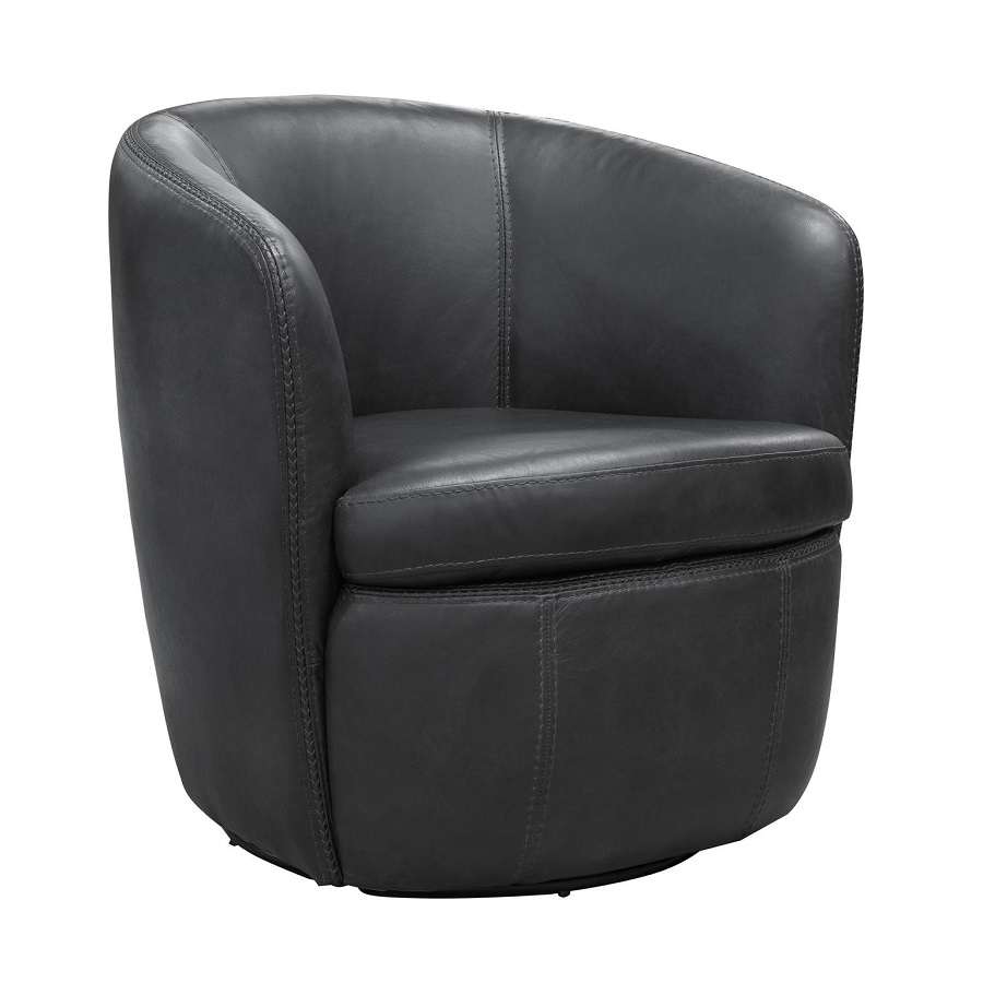 Barrel Leather Swivel Chair-image