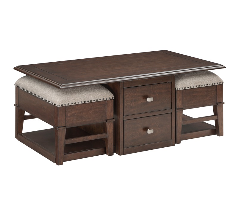 Claremore Cocktail Table wih Two Ottomans-image